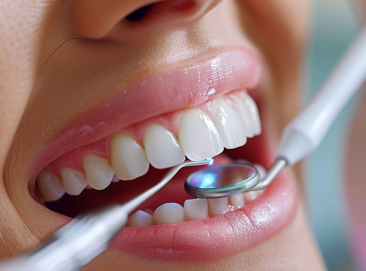 Close-up dental inspection at Omkar Clinic